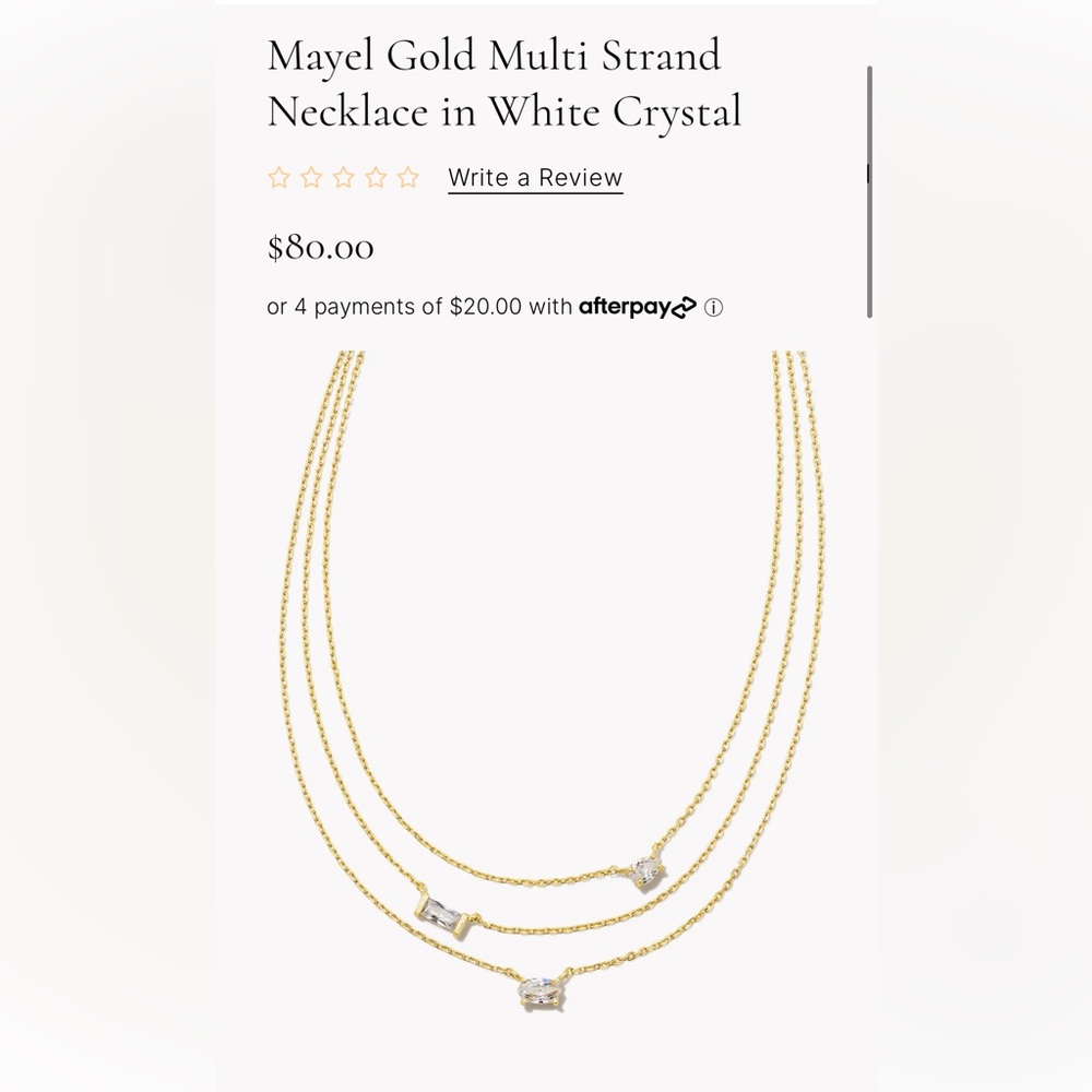 Mayer Gold Multi strand necklace in White Crystal